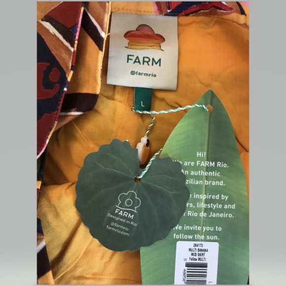 Farm Rio Banana Midi Wrap Skirt Yellow size L - Picture 10 of 11